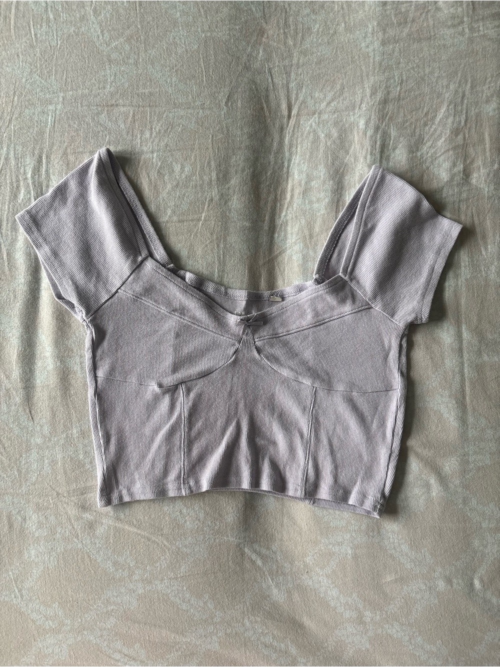 PacSun Lavender Off-the-Shoulder Ribbed Crop Top